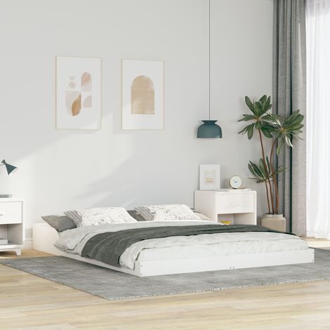 Cadre de lit Blanc 160 x 200 cm Pin massif vidaXL (1/5)