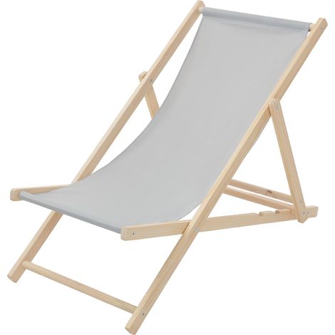 ECD Germany Liegestuhl klappbar aus Holz, 3 Liegepositionen, bis 120 kg, Hellgrau, Sonnenliege Gartenliege Relaxliege Strandliege Liege Strandstuhl Klappstuhl, für den Garten, Terrasse und Balkon
