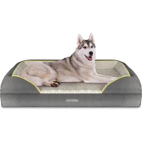 Dreamcatcher Grey Extra Large Plus Dog Bed Orthopaedic Shredded Memory Foam Fleece Sleeping Area, Non Slip Base, Washable Cover (1/5)