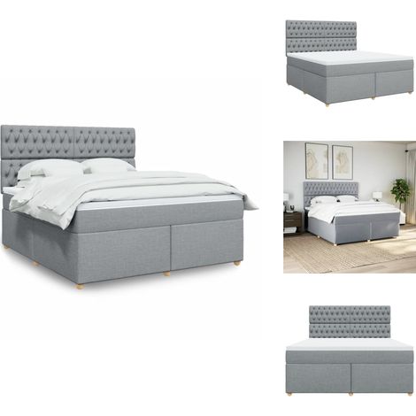 Sommier à lattes de lit avec matelas Gris clair 180x200cm Tissu - Sommier À Lattes De Lit - Sommiers À Lattes De Lit - Lit - Meuble De Chambre À Coucher (1/5)