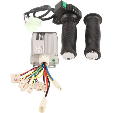 Kit de contrôleur de moteur à balais pour vélo électrique, boîtier en alliage d'aluminium, guidon en caoutchouc, 36 V 1000 W, accélérateur à 4 vitesses, poignée de guidon rotative. (1/5)