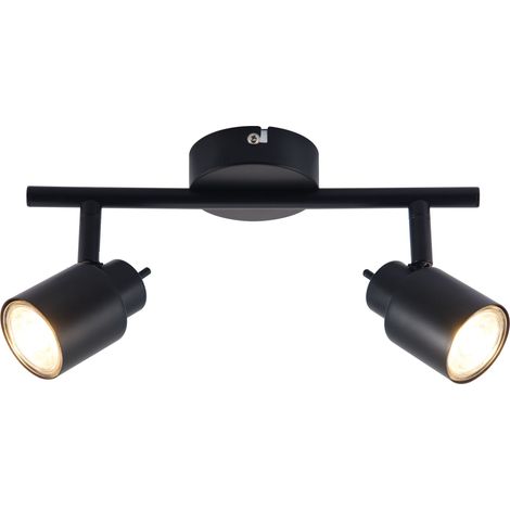 Tube spot LED Brilliant Andres 2-flammes noir mat, métal, 2x QPAR51, GU10, 10 W, lampes à réflecteur LED incluses (flux lumineux : 345lm, couleur de la lumière : 3000K) (1/2)