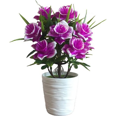 Narcisse Artificiel - Petit Pot De Fleurs Rouge - Décoration Intérieure Et Extérieure - 1 Pièce (1/4)