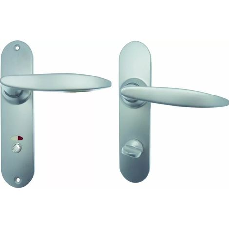Ensemble de poignée Twist chromé velours - BEZAULT - Plaque 185 x 41 mm - entraxe de fixation 165 mm - Condamnation avec voyant libre-occupé