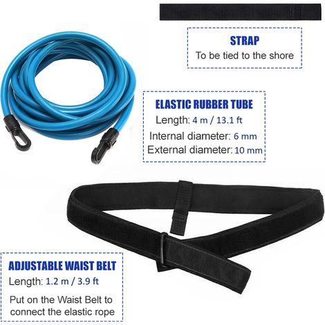 Ceinture d'entraînement de natation réglable, bandes élastiques de résistance, corde de sécurité, équipement stationnaire (1/5)
