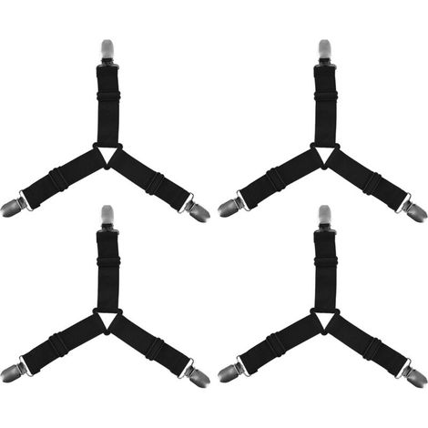 4-teiliges Set rutschfester Matratzenbezüge, längenverstellbar, rostbeständig, einfach zu montieren – Schwarz (1/5)