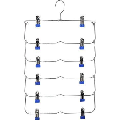 1 Pack Cintres Culottes Multicouches Cintres Pantalons Clips de Cintre en Métal Antidérapants avec 12 Clips Organisateur de Vêtements (Bleu Foncé) (1/5)