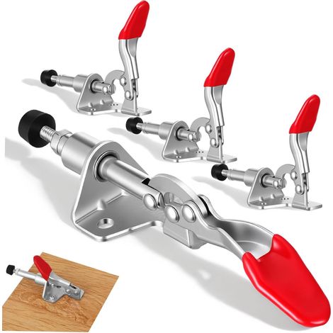 4 Pièces Pince à Bascule à Dégagement Rapide 301a, Pince à Genouillère Fixe en Fer et Pvc, Design Push-pull, Tête de Pression Réglable, pour Soudage et Réparation Automobile (1/5)