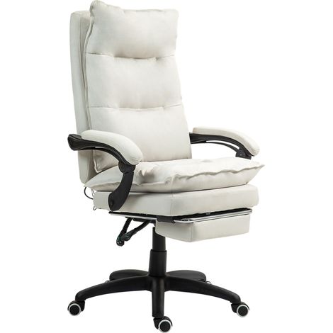 Fauteuil de bureau massant avec fonction massage réglable en hauteur pliable cr me pour salon massant, chaise massage, hauteur, pivotante ergonomique, nylon, blanc crème (1/5)