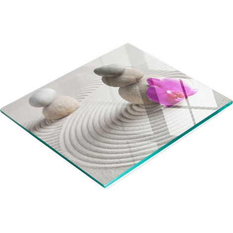 Tablero decorativo multifuncional de vidrio templado con piedras zen, 60x52 cm.