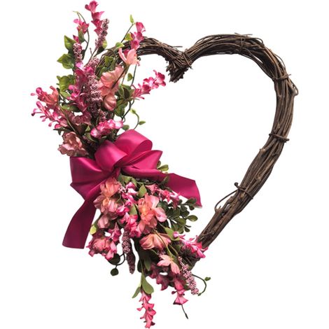 Guirlande En Forme De Cœur - Pour Porte D'Entrée Extérieure - Décoration De Saint-Valentin - 35 Cm - Polyester - 1 Pièce (1/5)