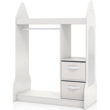 Penderie de jeu pour enfants, centre de déguisement avec miroir acrylique et cintres - blanc (1/5)