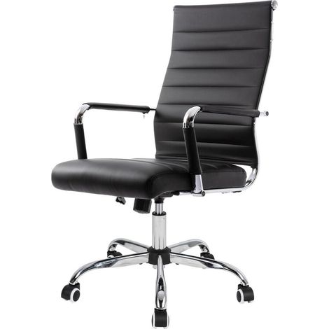 Schwarzer Bürostuhl ergonomisch mit Wippfunktion 150 kg belastbar (1/5)