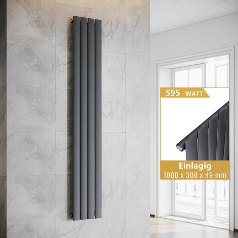 ELEGANT Heizkörper 1800 Anthrazit Paneelheizkörper Vertikal 1800x308mm Einlagig