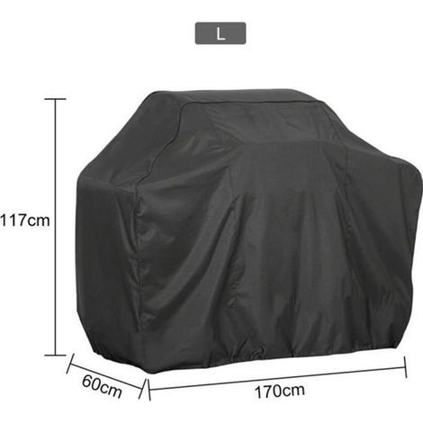 Waterproof BBQ cover, dust and rain resistant, size 170x60x117 cm.
