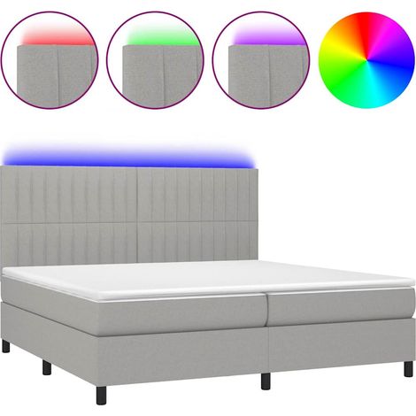Maison Exclusive - Letto a Molle Materasso e LED Grigio Chiaro 200x200 cm Tessuto (1/5)