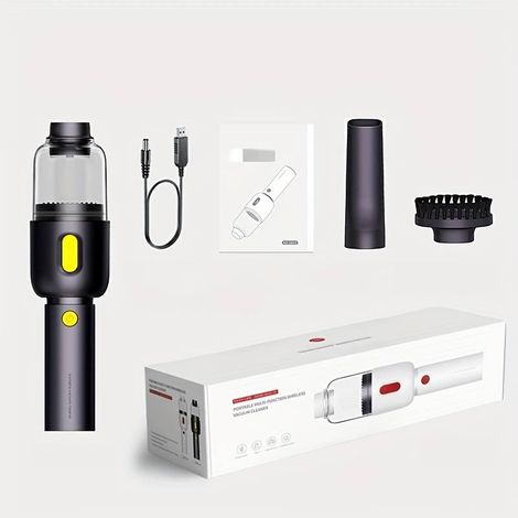 Aspirateur de voiture portable multifonction rechargeable pour usage domestique et domestique, utilisable sur surfaces sèches et humides. (1/5)