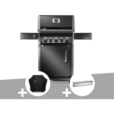 Barbecue à gaz Rogue 425 RB 3 brûleurs + 1 réchaud latéral + 1 brûleur rôtissoire + Housse de protection + Boitier de fumage - Napoléon