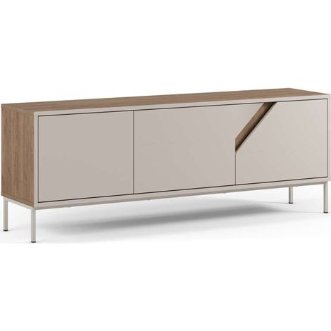 Mueble para televisión 3 puertas mod-Rómulo acabado crema/roble sepet, 150cm(ancho) 55cm(alto) 35cm(largo) (1/5)