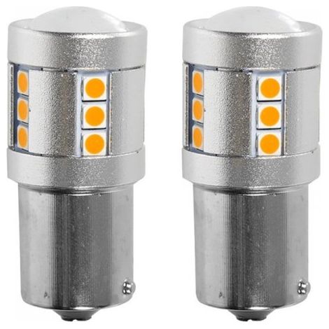 2 Pezzi Lampada LED BAU15S PY21W 21 SMD 3030 12V 24V 300lm 3.5W Giallo Ambra