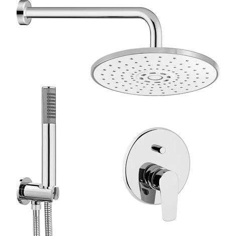 Set doccia Ecostyle tondo braccio 40 cm + soffione ABS 22 cm + kit doccia + miscelatore (1/5)