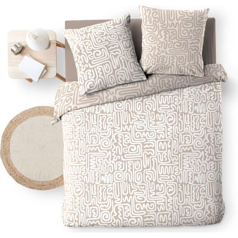 Parure de Lit 100% Coton – Housse de Couette et Taie d’Oreiller – Fermeture Pressions Discrètes – ARCANE – Certifiée Oeko-TEX