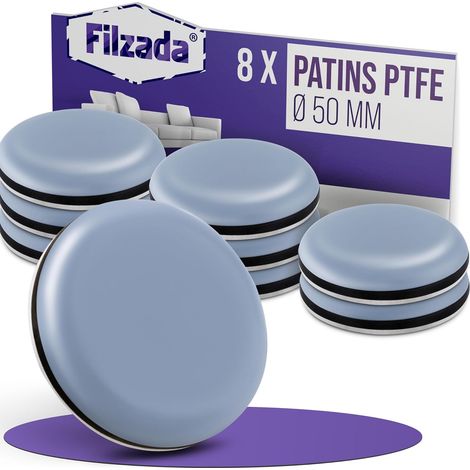 PTFE-Möbelgleiter – 8er-Set, rund, Ø 50 mm – Geräuschlose Gleiter mit Klebefläche – Schutz für Hartböden – Stühle, Tische, Wohnzimmer (1/5)