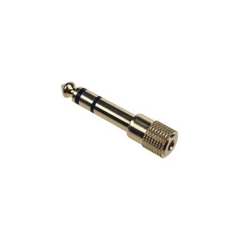 3.5mm-STEREO-KLINKENBUCHSE AUF 6.35mm-STEREO-KLINKENSTECKER - VERGOLDET