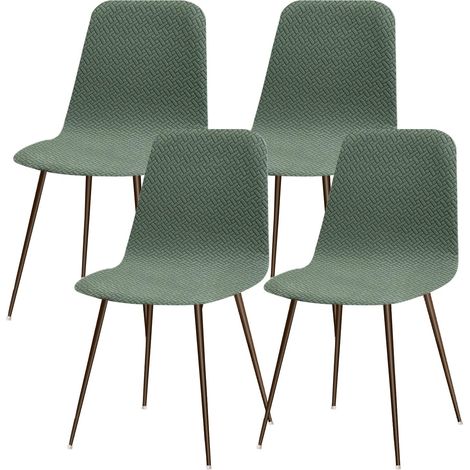 Housse de Chaise Scandinave Extensible Lot de 4 Lavable Universel Diagonale Turquoise (1/5)