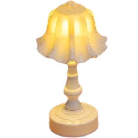 Set aus 2 Tischlampen, kleine Nachtlichter in Retro-Glockenblumenform, geeignet für das Schlafzimmer (weiß) (1/5)