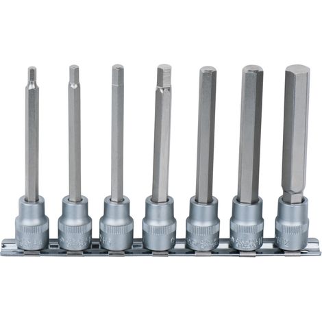 KS Tools - Rail de 7 douilles tournevis longues 6 pans 3/8'', 4 à 12 mm - 922.3897