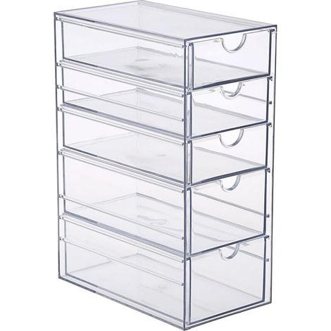 Aufbewahrungsbox aus transparentem Acryl mit 5 Schubladen, Organizer für Haaraccessoires, Badezimmer, Kleiderschrank, Büro, 25 × 17 × 10 cm