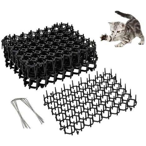 Lot de 6 tapis de chat de 20 x 15,5 cm avec pointes de 15,5 x 20 cm, bandes de picots en plastique pour intérieur et extérieur pour empêcher les griffures de creuser les chats, tapis répulsif pour (1/5)
