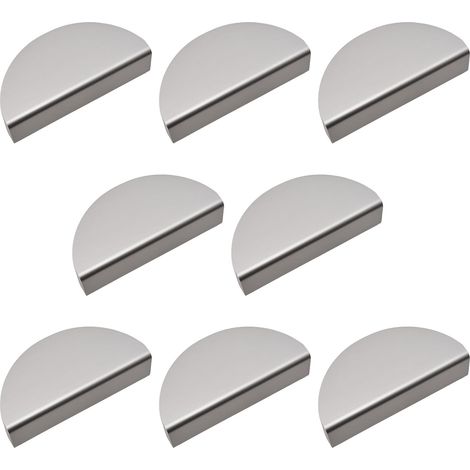 Set di 8 pezzi composto da maniglie per cassetti a forma di mezzaluna, maniglie per mobili in lega di alluminio, pomelli decorativi semicircolari per porte (grigio argento) (1/3)