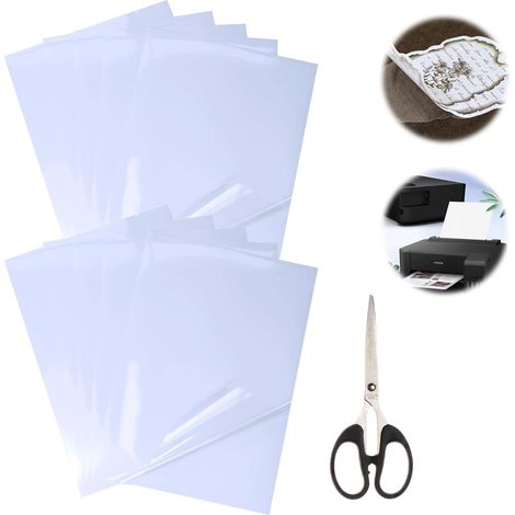 Autocollant Jet d'encre, Transparent Film Autocollant Vinyle A4, 10 Feuilles Papier Autocollant Imprimante, Autocollant en Vinyle Imprimable, Pour Imprimantes laser (1/5)