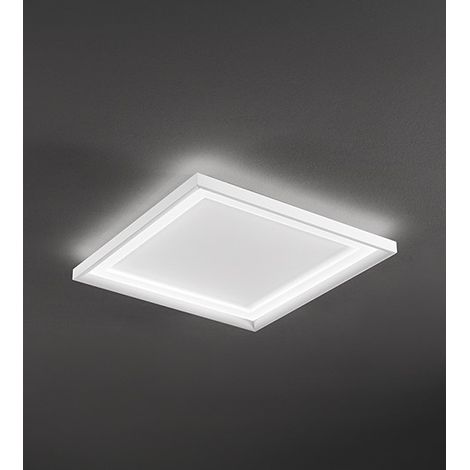 Plafonnier LED Carré en Métal Blanc Mat 40W 3000K, Lampe de Plafond Moderne au Design Minimaliste, Dimensions L.50x50 cm - Marque Perenz Design