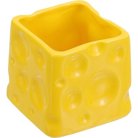 Porte-Crayon, Pot à Crayons en Céramique pour Bureau, Mignon Porte-Crayons, Organiseur de Tasses, Support de Pinceaux de Maquillage, Rangement de Fourchettes, Jaune (1/5)