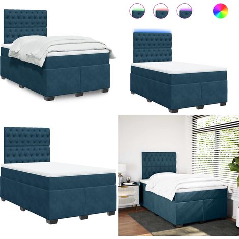 Boxspringbett mit Matratze Blau 120x200 cm Samt - Boxspringbett - Doppelbett - Blau - Samt - Federkernmatratze - Home & Living (1/5)