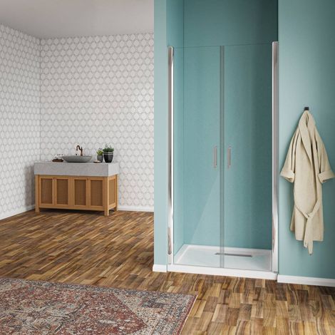 Nicchia Porta Saloon vetro temperato trasparente 6mm H190 profili cromo - 100 cm (1/2)