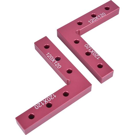 Équerre de menuiserie 90°, Clip de fixation en L pour angle droit, Gabarit de mesure 120x120mm, Outil de charpentier avec règle, Pince de serrage pour travaux de précision. (1/5)