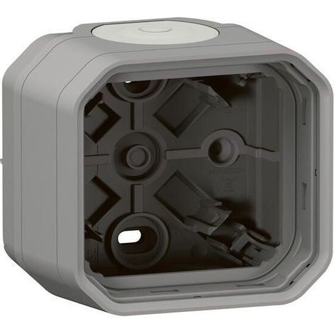 Legrand – Boîtier de protection pour prise électrique 1 poste étanche Plexo – 2 embouts souples – finition gris – installation en apparent (1/2)