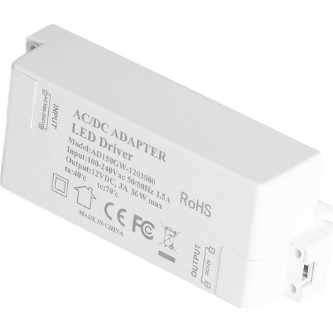 36-W-LED-Netzteil, AC 100–240 V Eingang, DC 12 V 3 A Ausgang, Transformator für DIY-Innenleuchten, kompatibel mit G4, MR11 und MR16 (1/5)