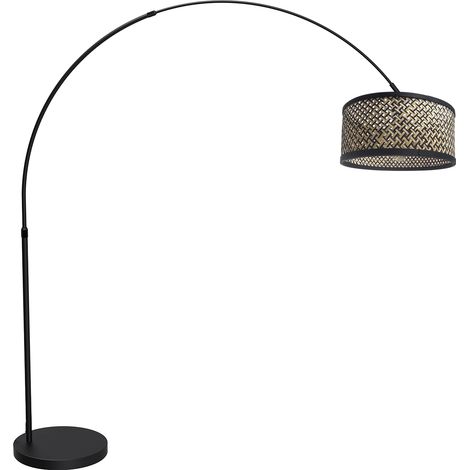 Mexlite - lampadaire - Flair - noir - bambou métal - lampe arquée