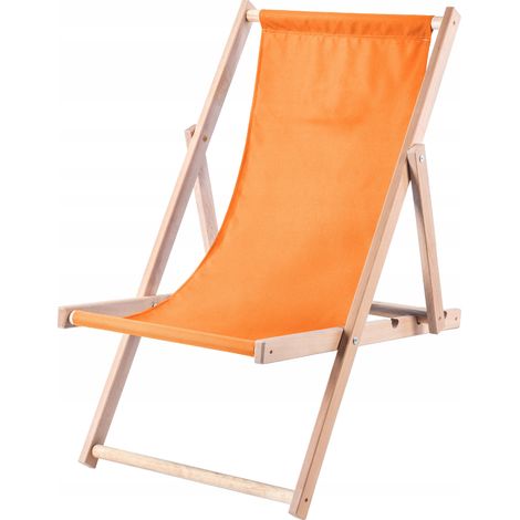 KADAX Liegestuhl, Strandstuhl aus Holz, Sonnenliege bis 120kg, Orange