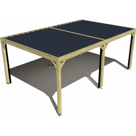 Carport bois • 6m x 4m • indépendante • sens largeur • livraison comprise