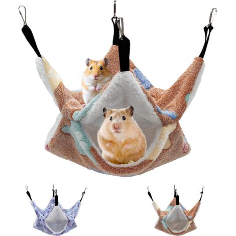 Hängematte für Nagetiere – 1 Stück – Samt und Segeltuch – Atmungsaktives Hängenest – Hamster-/Kaninchenkäfig – 30 x 30 cm (1/5)