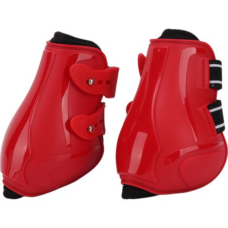 Guêtres de protection rouges pour chevaux, style Obstacle, guêtres pour chevaux en néoprène élastique rigide PU, protège-tendons postérieurs, rouge, tailles XL (1/5)