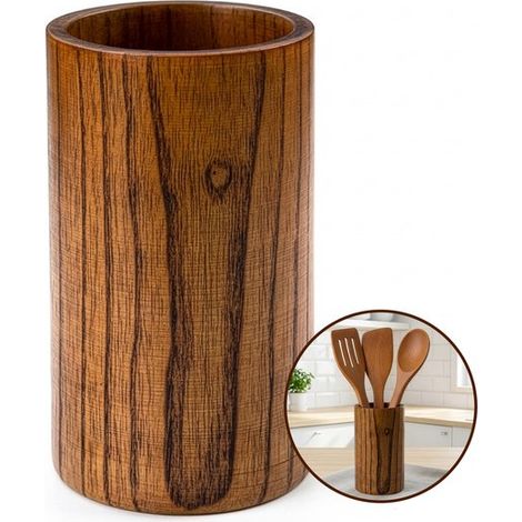Porte-ustensiles en bois – 15 cm – Support à spatules – Organisateur de cuisine – Plan de travail (1/5)