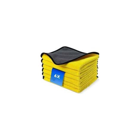 6er-Set Mikrofasertücher für die Autopflege (400 g/m²), zum Trocknen, Staubwischen und Lackreinigen, extrem saugfähig, professionelle Reinigung, 40 x 30 cm – Crezuo