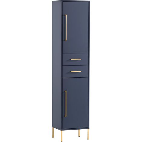 schmaler Hochschrank KELLA-80 in nachtblau, B/H/T: ca. 40,5/184,3/33,1 cm (1/4)